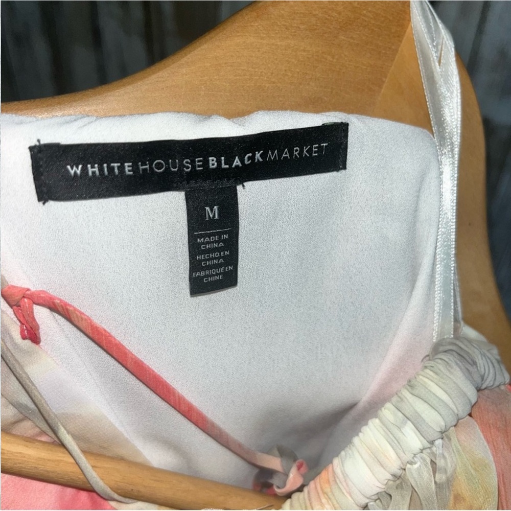 White House Black Market Watercolor Cold Shoulder Blouse - Picture 8 of 8